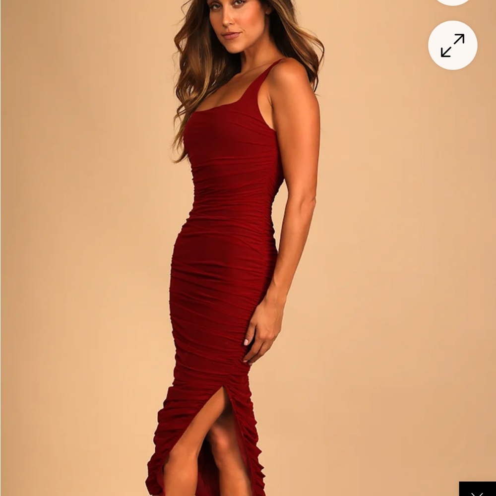 Lulus Red Ruched Dress